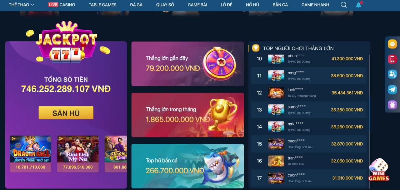 Màn hình trúng thưởng Jackpot cực lớn trên Onbet333